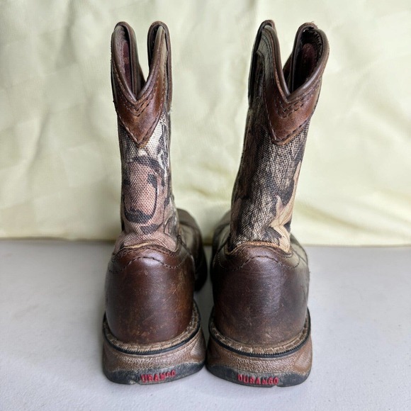 Lil' Durango Saddle Camo Square Toe Western Cowboy Boots Kids Size 8 - Picture 7 of 10